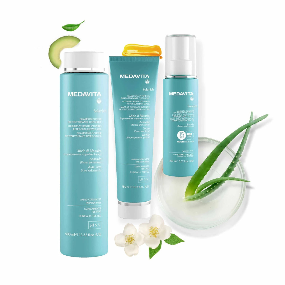Medavita Solarich Restructuring After-Sun Shampoo & Body Wash 400ml lifestyle